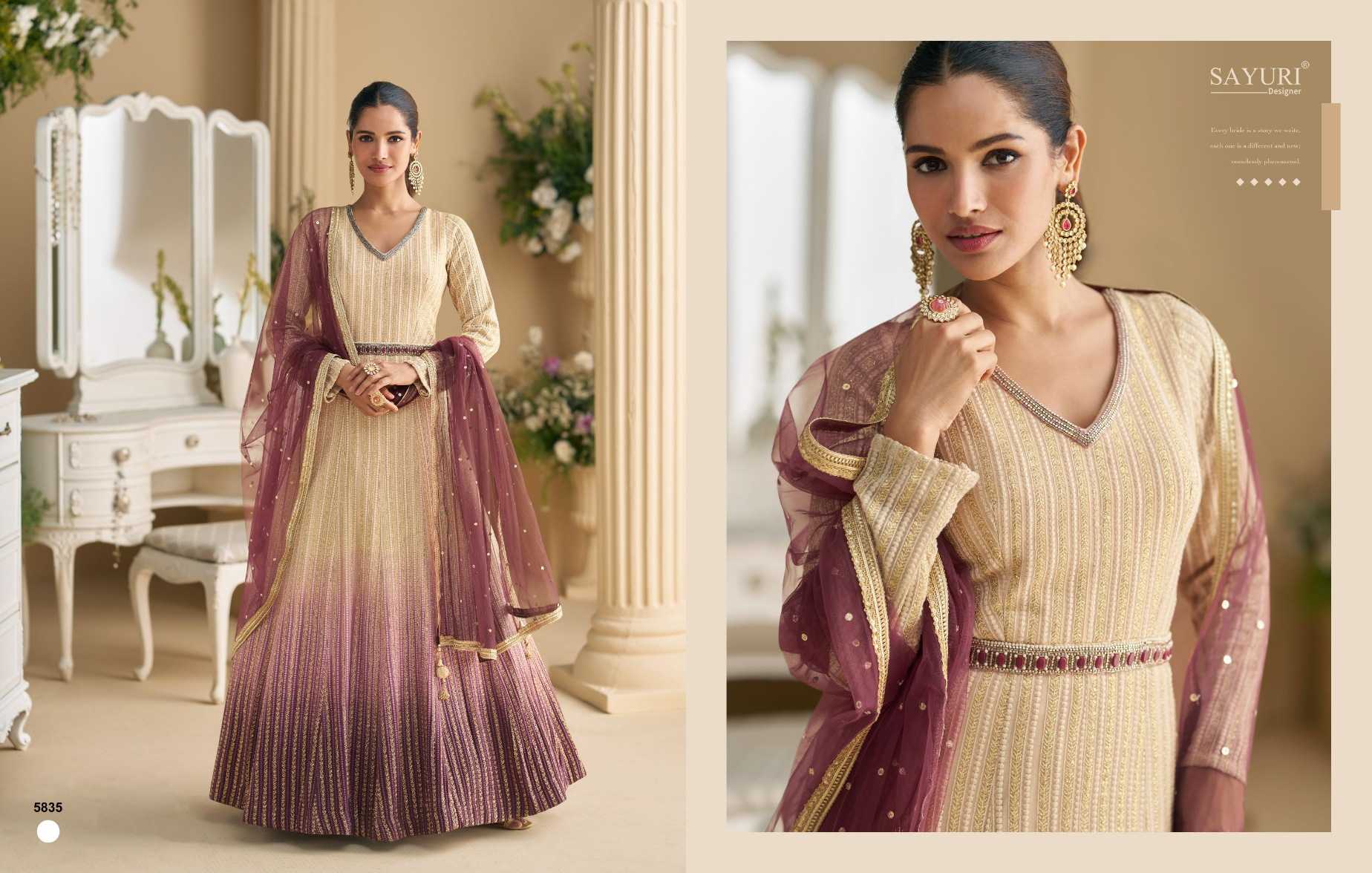 Ynf Premium Georgette KESH481 SAYURI DAWAT 5834 Kurti Wholesale Embroidered Kurtis Georgette Kurtis Party Wear Gown Style Kurtis Manufacturer- Kapda Export