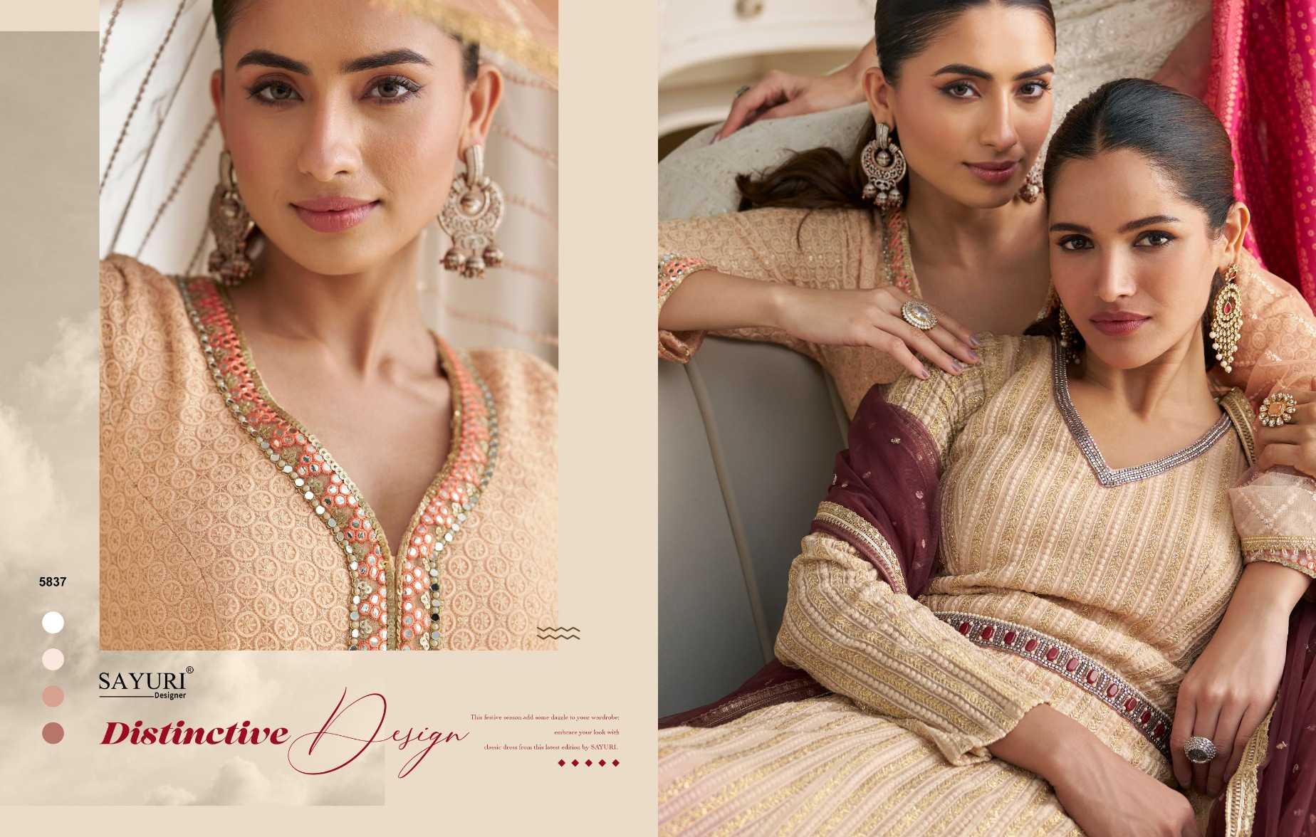 Ynf Premium Georgette KESH481 SAYURI DAWAT 5834 Kurti Wholesale Embroidered Kurtis Georgette Kurtis Party Wear Gown Style Kurtis Manufacturer- Kapda Export