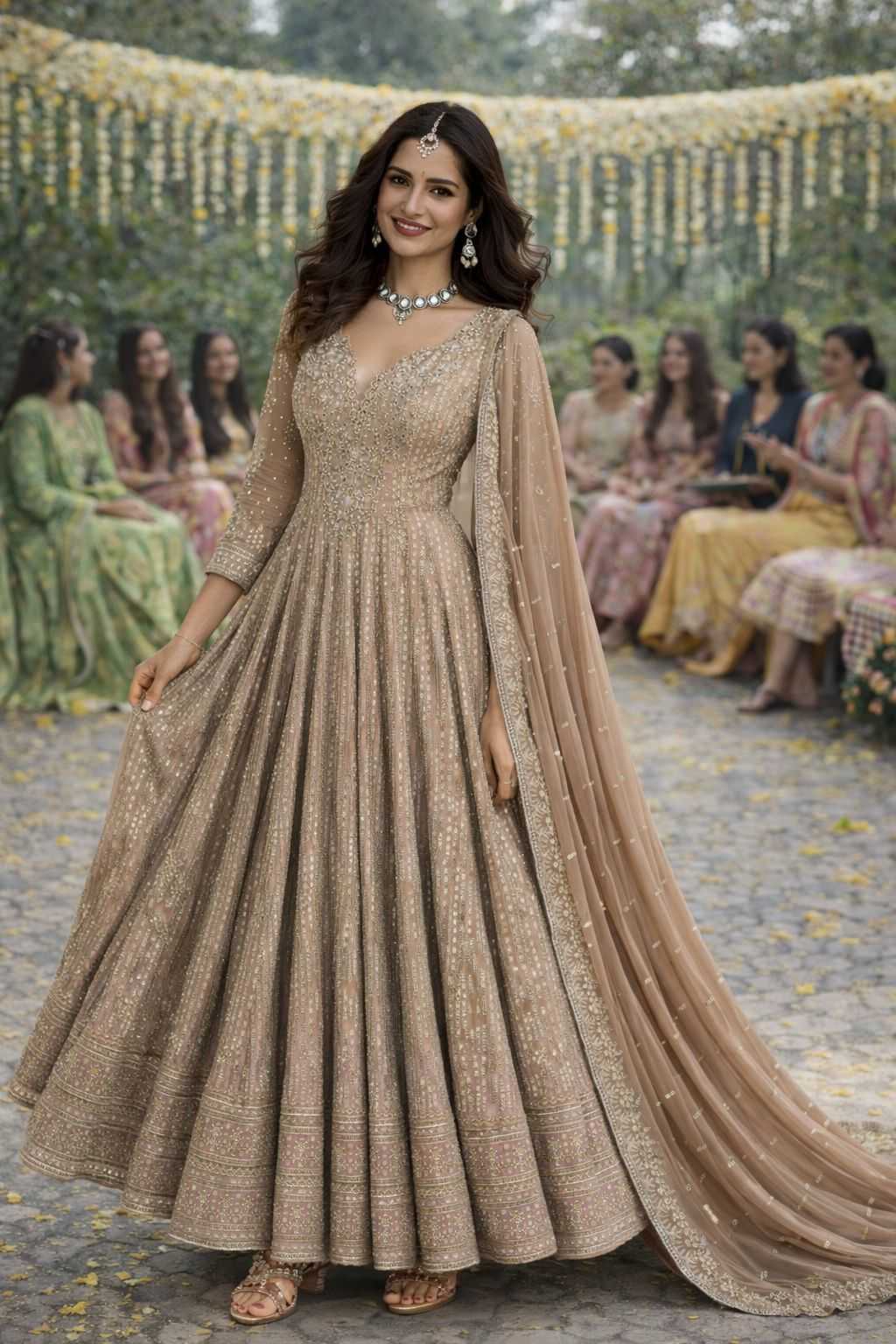 Ynf Premium Silk KESH481 MRUDANGI DEVKI 819 Gowns Wholesale Embroidery Gowns Long Gowns Wedding Gown Manufacturer- Kapda Export