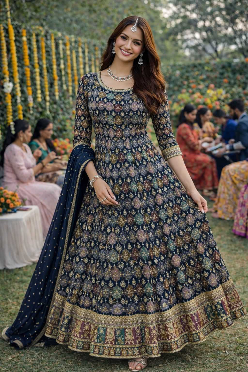 Ynf Premium Silk KESH481 MRUDANGI DEVKI 819 Gowns Wholesale Embroidery Gowns Long Gowns Wedding Gown Manufacturer- Kapda Export