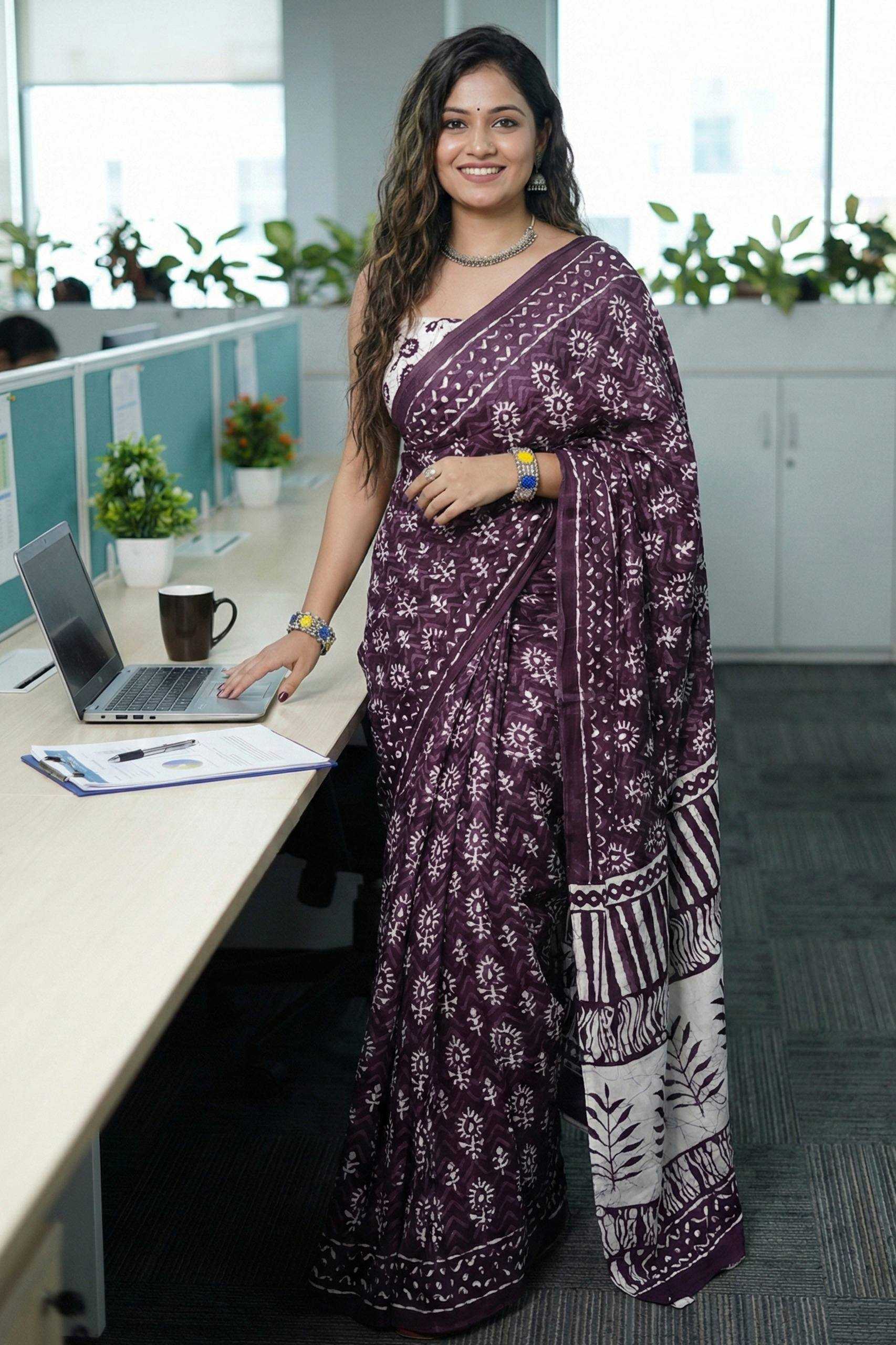 Ynf Pure Cotton RIN229 78-MISS JULIYANA 1 Sarees Wholesale Ajrakh Sarees Block Print Sarees Festive Sarees Manufacturer- Kapda Export