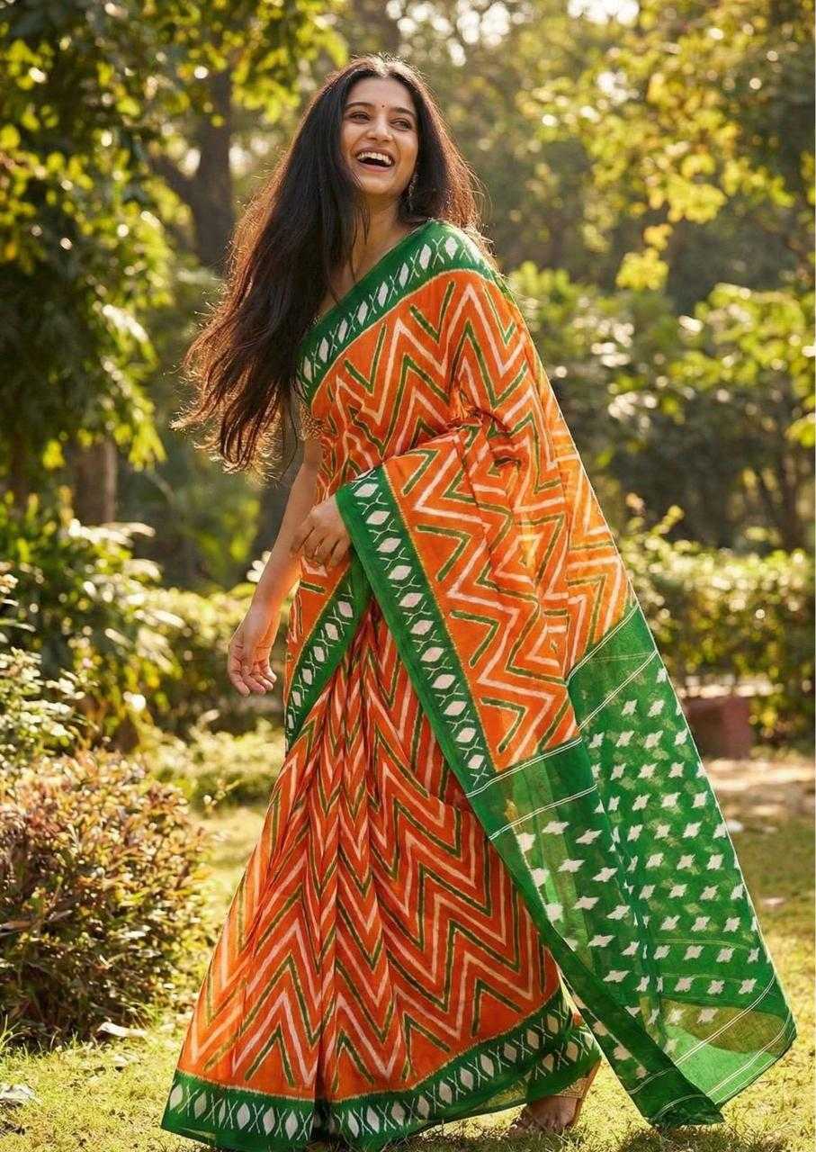 Ynf Pure Cotton RIN229 TIRNGA Sarees Festive Collections Wholesale Block Print Sarees Cotton Sarees Independence Day Collections Manufacturer- Kapda Export