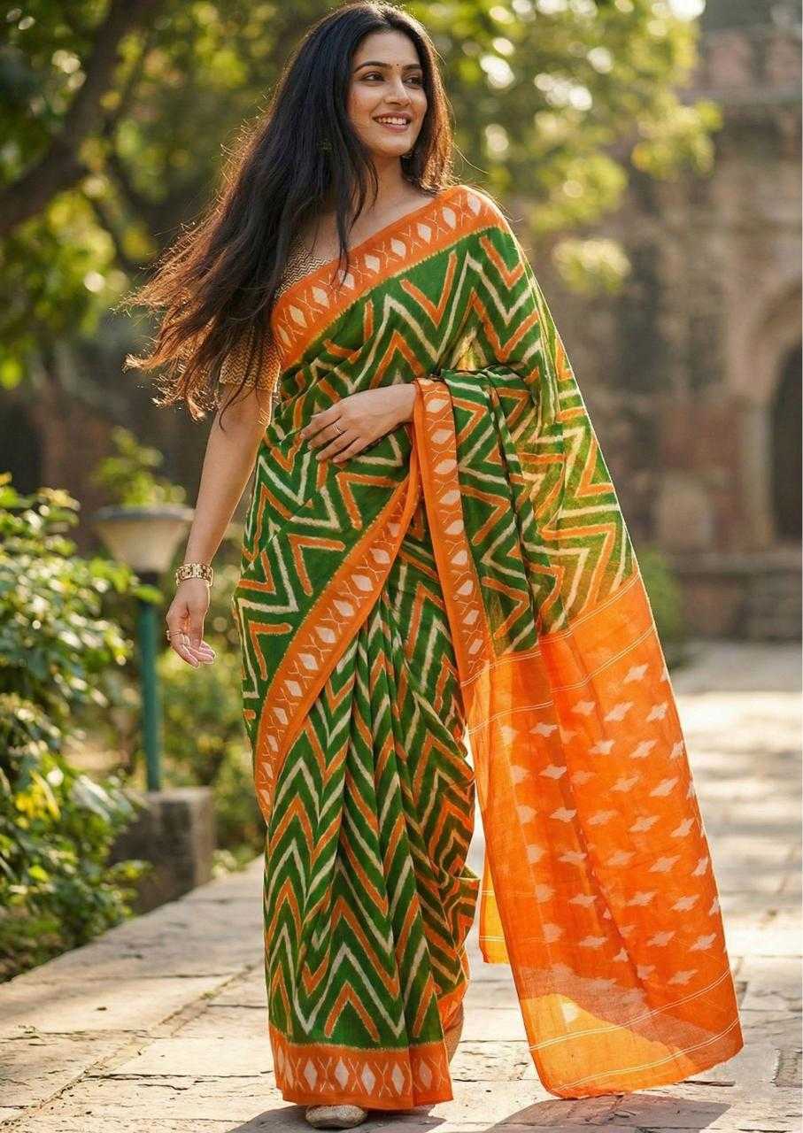Ynf Pure Cotton RIN229 TIRNGA Sarees Festive Collections Wholesale Block Print Sarees Cotton Sarees Independence Day Collections Manufacturer- Kapda Export