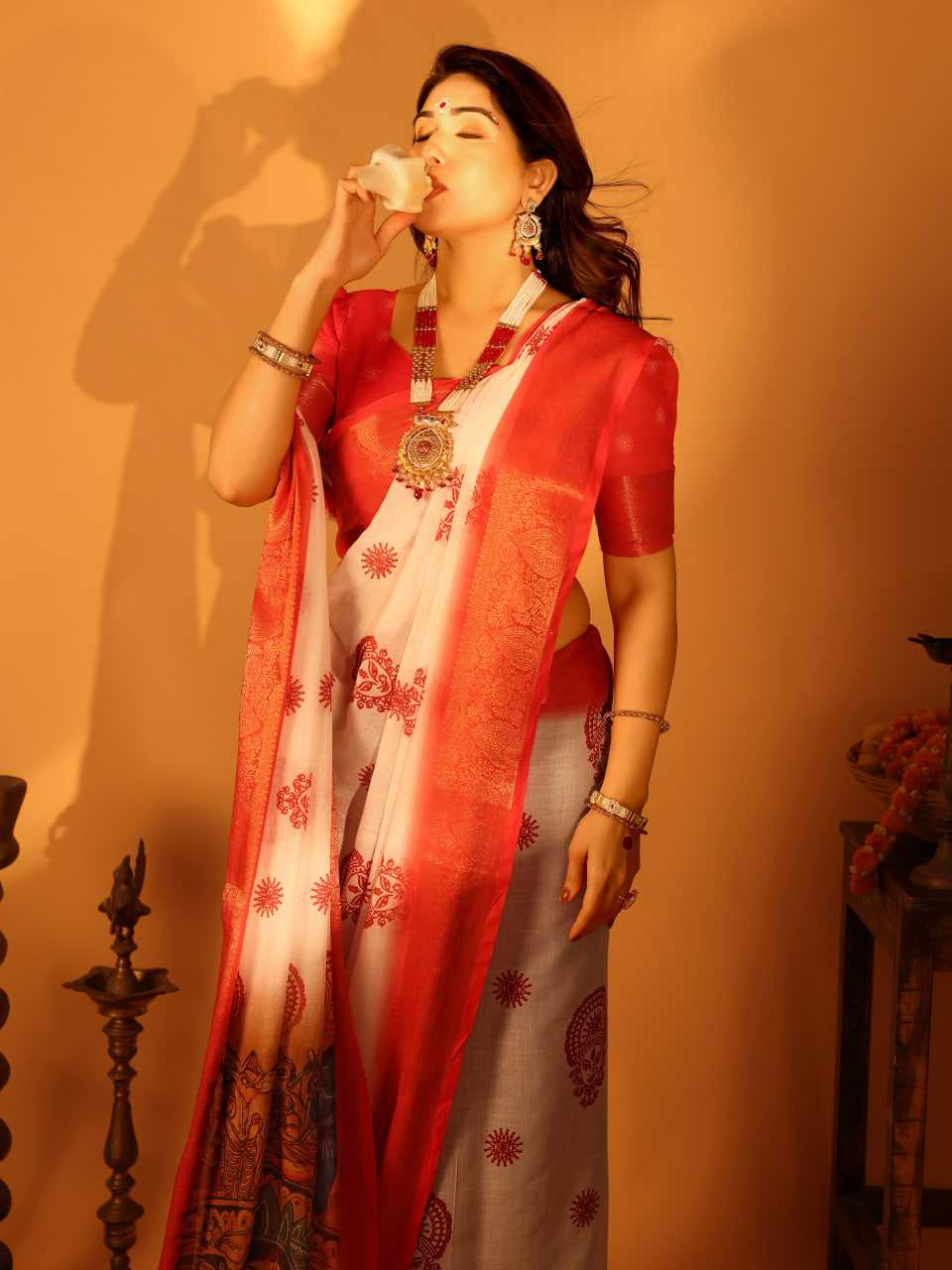 Ynf Pure Linen KESH719 109 Sarees Wholesale Designer Sarees Red Sarees Festive Sarees Manufacturer- Kapda Export