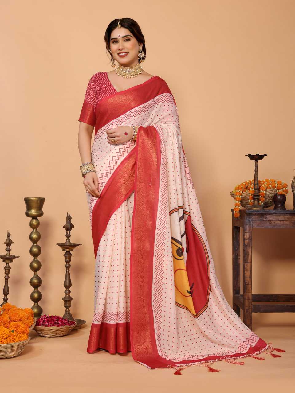 Ynf Pure Linen KESH719 115 Sarees Wholesale Red Sarees Traditional Sarees Festive Sarees Manufacturer- Kapda Export
