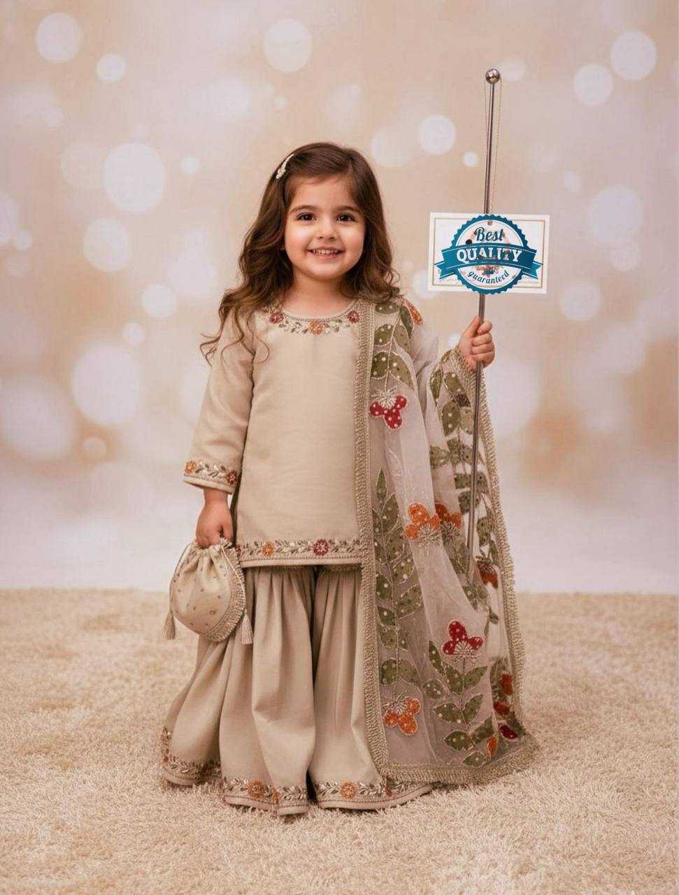 Ynf Pure Silk KESH415 238 Kids Wear Wholesale Kids Sharara Embroidered Frock Kids Party Wear Ethnic Manufacturer- Kapda Export