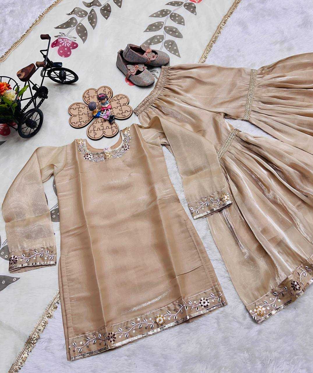Ynf Pure Silk KESH415 238 Kids Wear Wholesale Kids Sharara Embroidered Frock Kids Party Wear Ethnic Manufacturer- Kapda Export