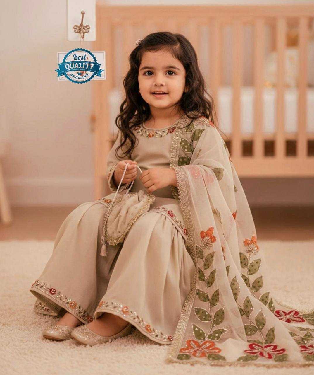 Ynf Pure Silk KESH415 238 Kids Wear Wholesale Kids Sharara Embroidered Frock Kids Party Wear Ethnic Manufacturer- Kapda Export