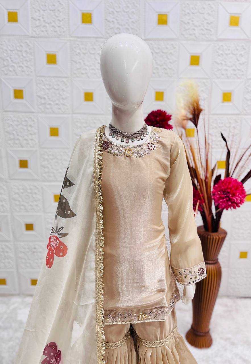 Ynf Pure Silk KESH415 238 Kids Wear Wholesale Kids Sharara Embroidered Frock Kids Party Wear Ethnic Manufacturer- Kapda Export