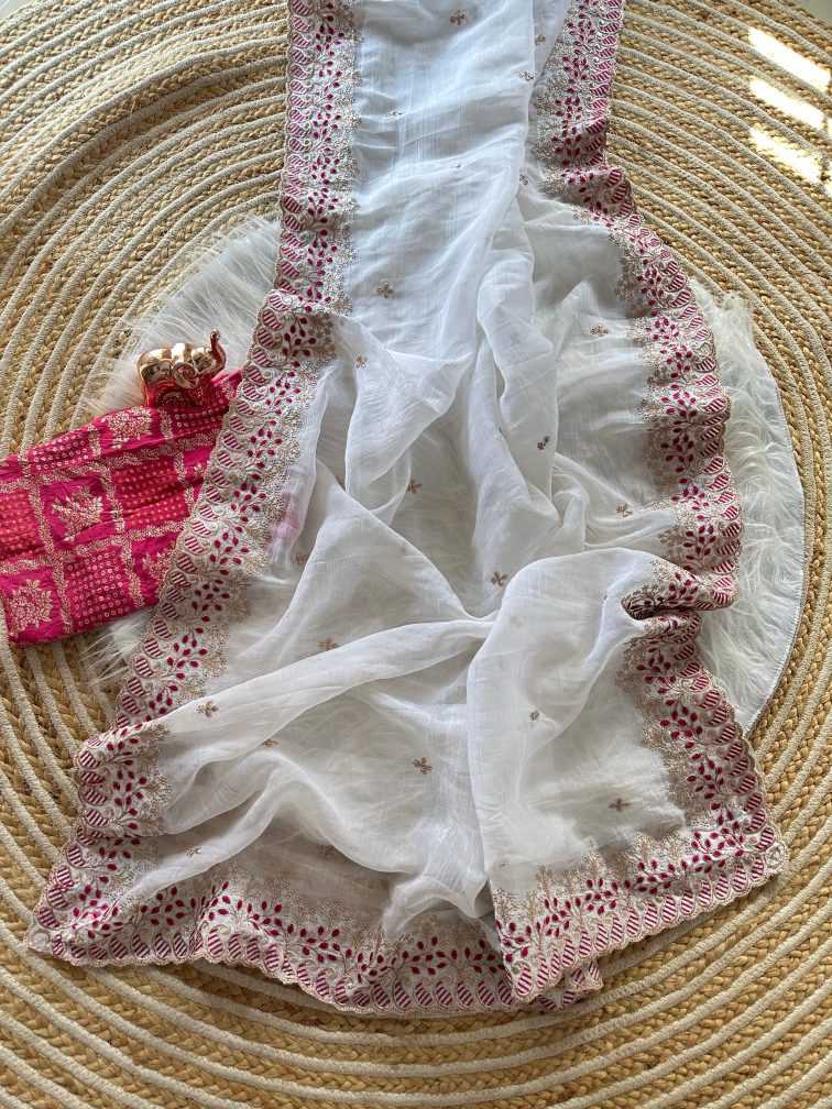 Ynf Pure Silk KESH695 vitrag Sarees Silk Sarees Wholesale Embroidered Sarees White Sarees Festive Sarees Manufacturer- Kapda Export