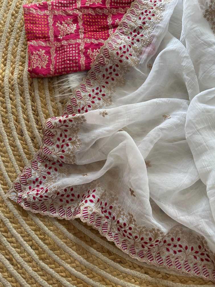 Ynf Pure Silk KESH695 vitrag Sarees Silk Sarees Wholesale Embroidered Sarees White Sarees Festive Sarees Manufacturer- Kapda Export