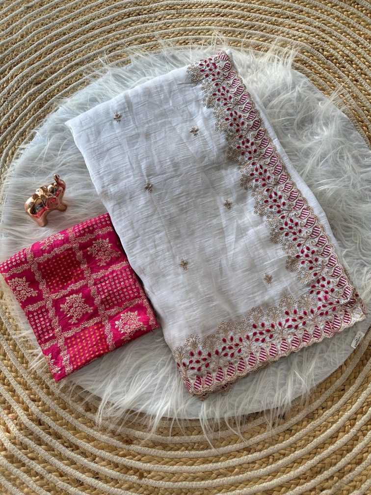 Ynf Pure Silk KESH695 vitrag Sarees Silk Sarees Wholesale Embroidered Sarees White Sarees Festive Sarees Manufacturer- Kapda Export