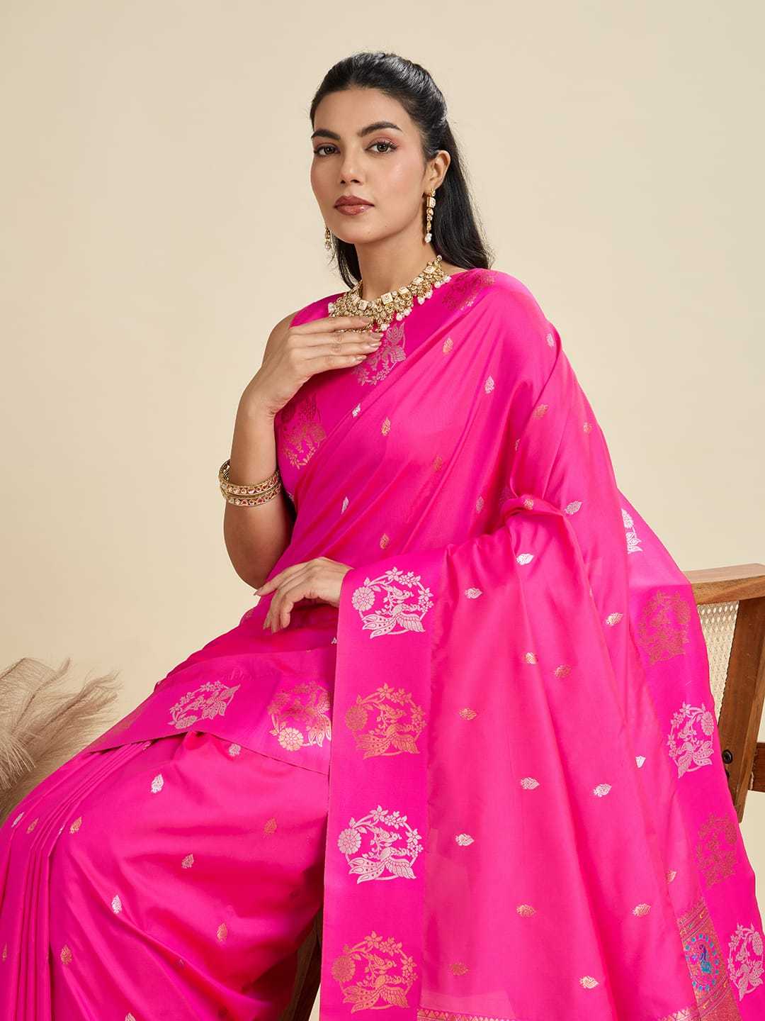 Ynf Pure Soft KESH484 JAL Silk Sarees Wholesale Paithani Sarees Kanjivaram Silk Sarees Zari Border Silk Sarees Manufacturer- Kapda Export