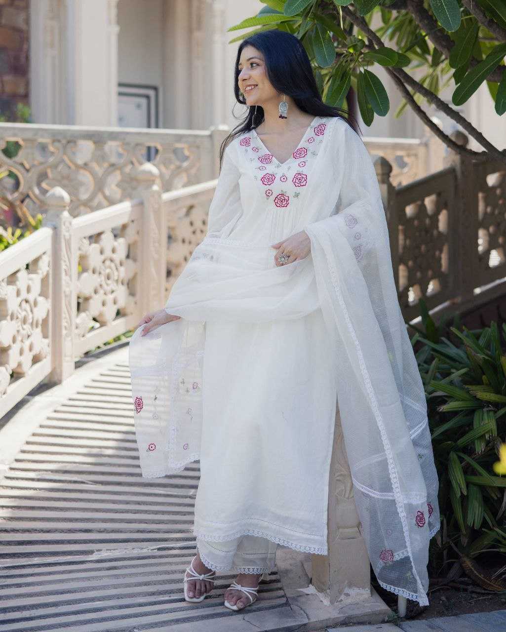 Ynf Pure Viscos KESH529 AARADHYA Kurti Wholesale Festive Kurtis Embroidered Kurtis White Kurtis Manufacturer- Kapda Export