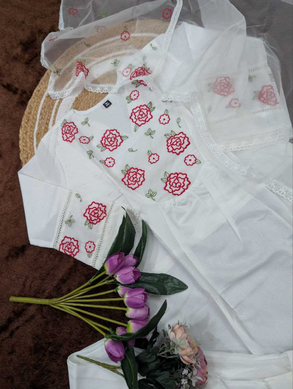 Ynf Pure Viscos KESH529 AARADHYA Kurti Wholesale Festive Kurtis Embroidered Kurtis White Kurtis Manufacturer- Kapda Export