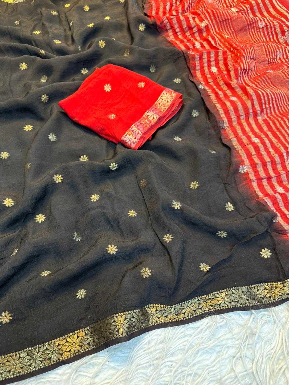 Ynf Pure Viscos KESH604 demanded Sarees Wholesale Jacquard Saree Viscose Saree Black Sarees Manufacturer- Kapda Export