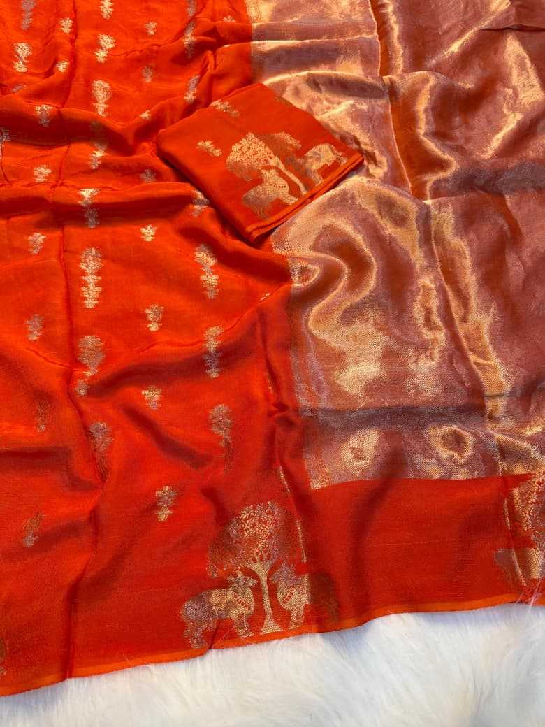 Ynf Pure Viscos KESH604 Sparrow Dola Sarees Wholesale Designer Sarees Ruffle Sarees Jacquard Saree Manufacturer- Kapda Export