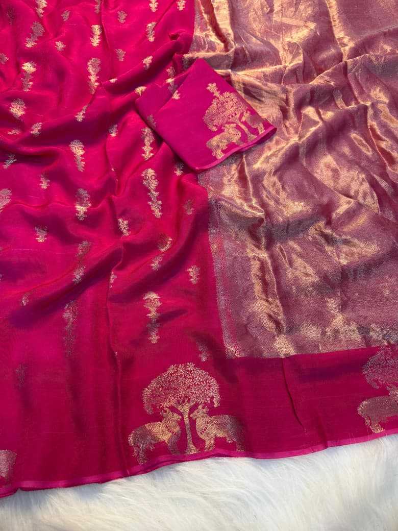 Ynf Pure Viscos KESH604 Sparrow Dola Sarees Wholesale Designer Sarees Ruffle Sarees Jacquard Saree Manufacturer- Kapda Export