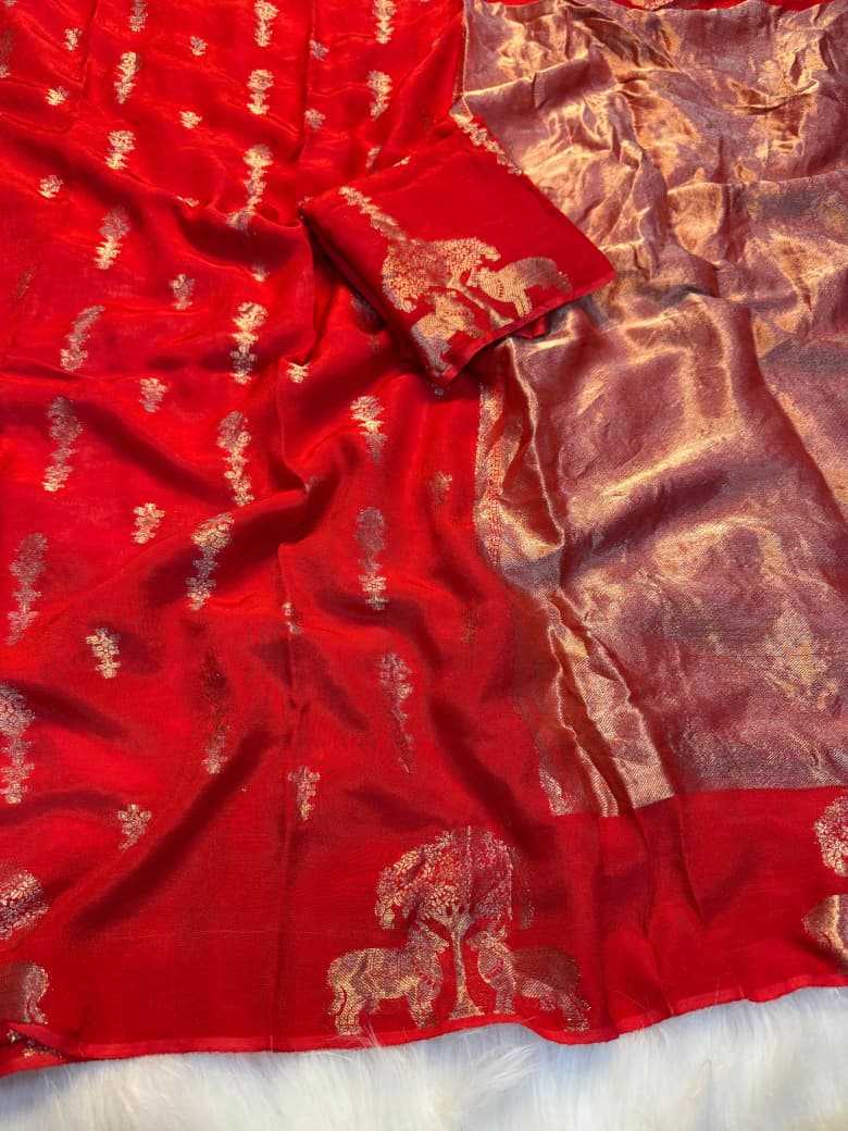 Ynf Pure Viscos KESH604 Sparrow Dola Sarees Wholesale Designer Sarees Ruffle Sarees Jacquard Saree Manufacturer- Kapda Export