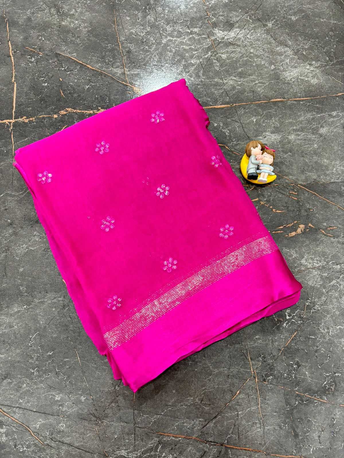 Ynf Pure Viscos KESH691 Satin Patta Sarees Wholesale Sequins Work Saree Viscose Saree Satin Sarees Manufacturer- Kapda Export