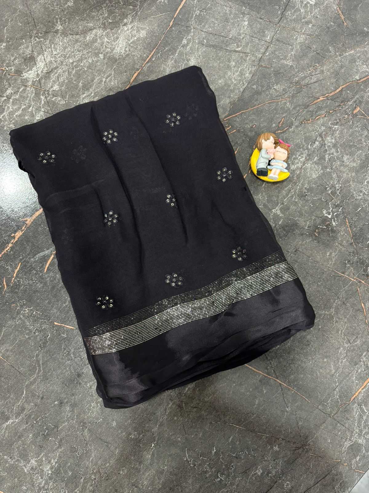 Ynf Pure Viscos KESH691 Satin Patta Sarees Wholesale Sequins Work Saree Viscose Saree Satin Sarees Manufacturer- Kapda Export