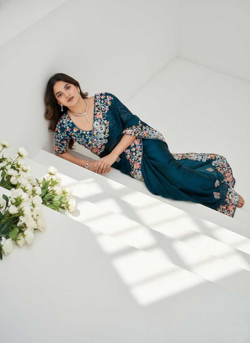 Ynf Rangoli Silk KESH659 Swastik Sarees Wholesale Printed Sarees Embroidered Sarees Weightless Sarees Manufacturer- Kapda Export