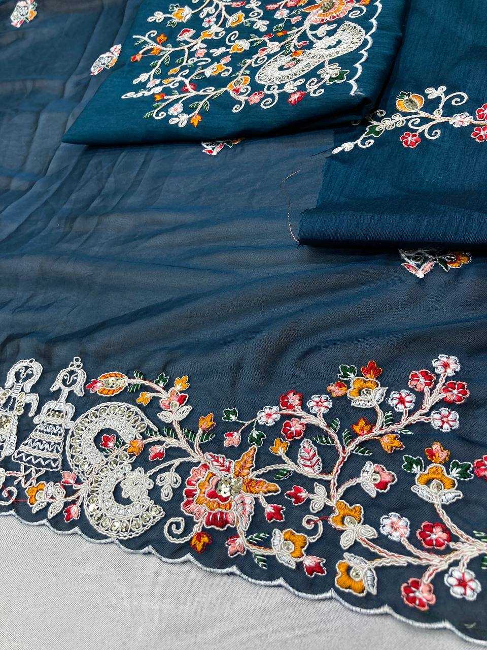 Ynf Rangoli Silk KESH659 Swastik Sarees Wholesale Printed Sarees Embroidered Sarees Weightless Sarees Manufacturer- Kapda Export