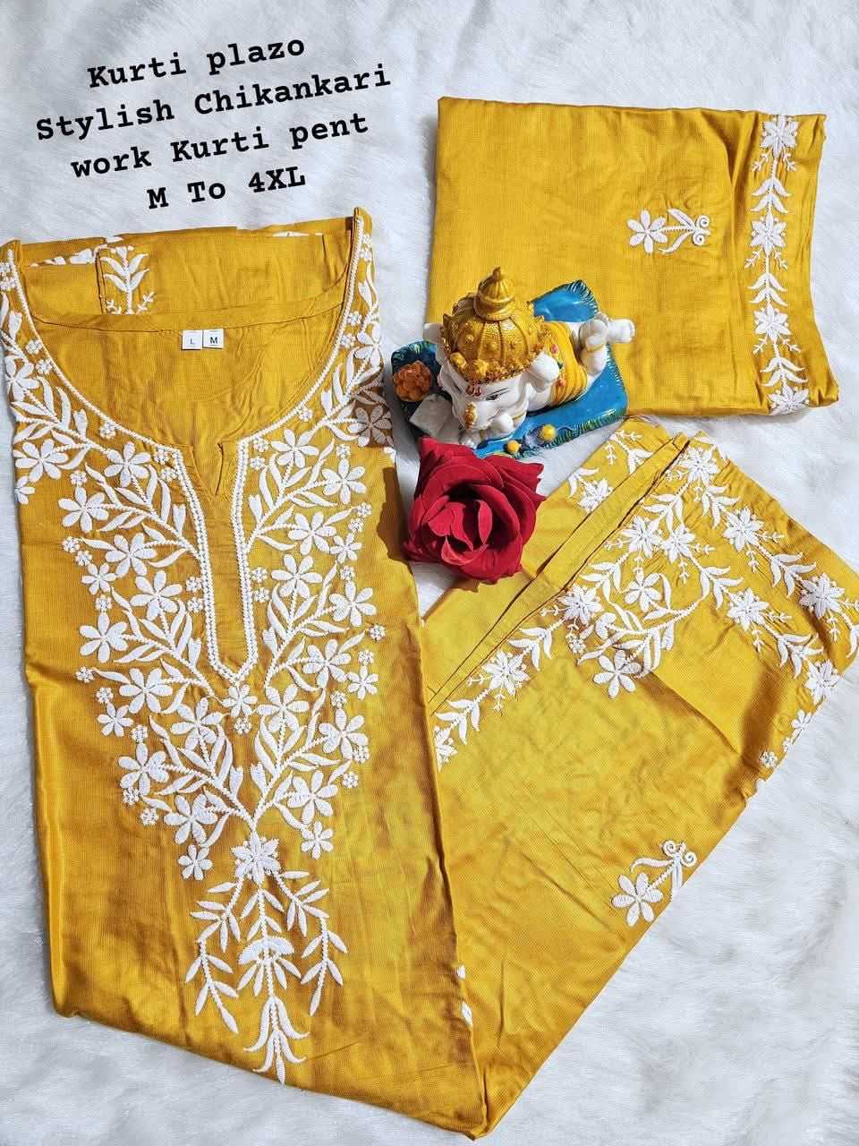 Ynf Reyon Cotton KESH502 MF 499 Kurti Festive Collections Plus Size Collections Wholesale Cotton Kurtis Chikankari Kurtis Kurti With Palazzo Manufacturer- Kapda Export