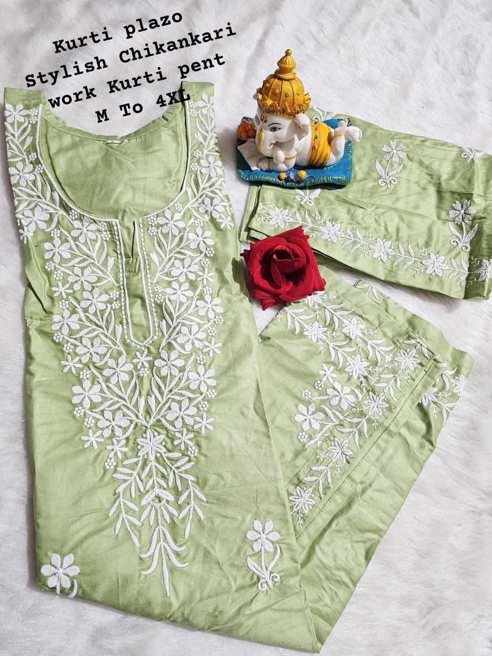 Ynf Reyon Cotton KESH502 MF 499 Kurti Festive Collections Plus Size Collections Wholesale Cotton Kurtis Chikankari Kurtis Kurti With Palazzo Manufacturer- Kapda Export