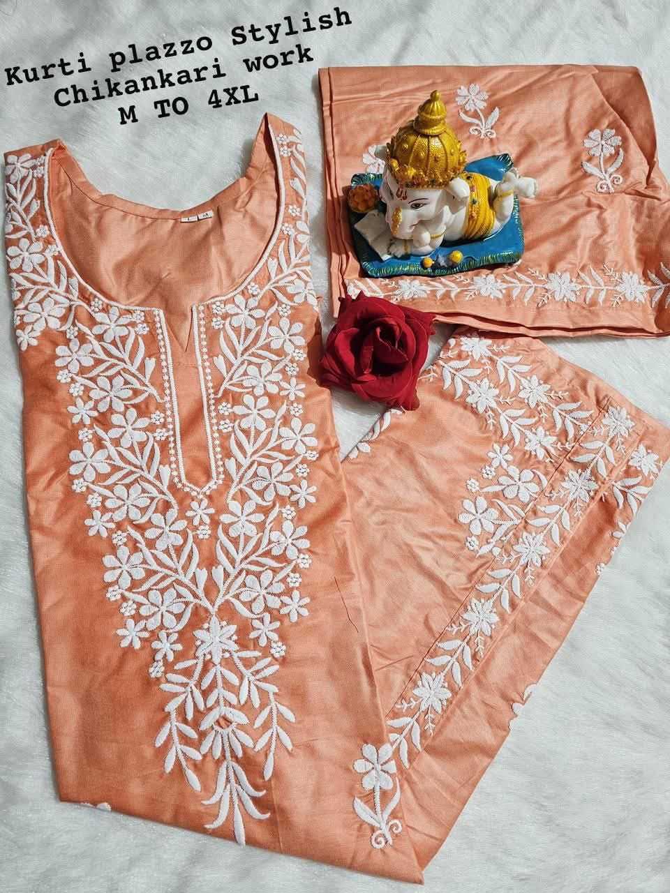 Ynf Reyon Cotton KESH502 MF 499 Kurti Festive Collections Plus Size Collections Wholesale Cotton Kurtis Chikankari Kurtis Kurti With Palazzo Manufacturer- Kapda Export