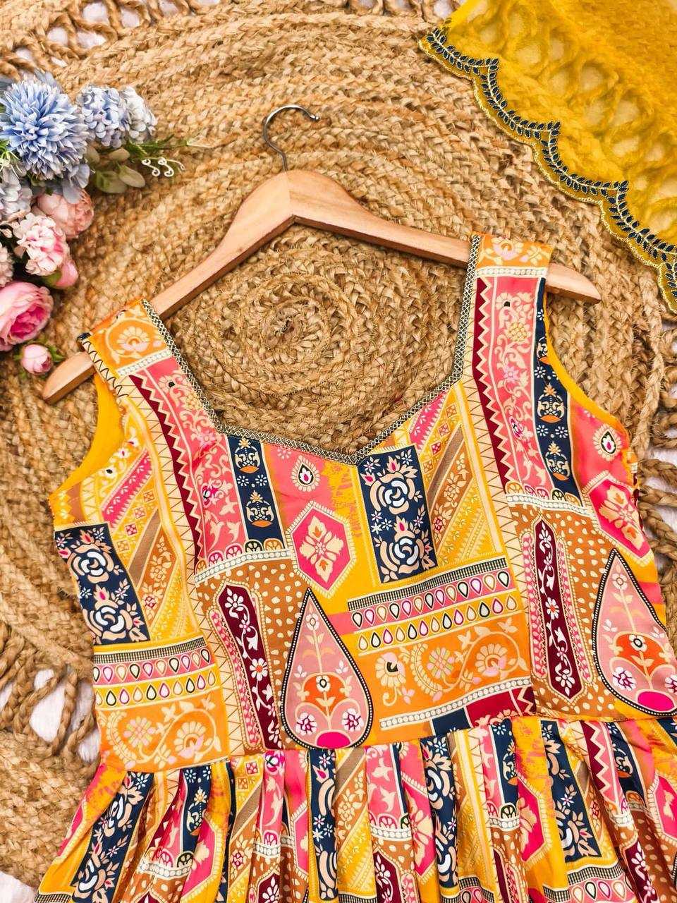 Ynf Satin KESH501 Yellow Suits & Dresses Wholesale Designer dresses Printed Dresses Embroidered Dresses Manufacturer- Kapda Export