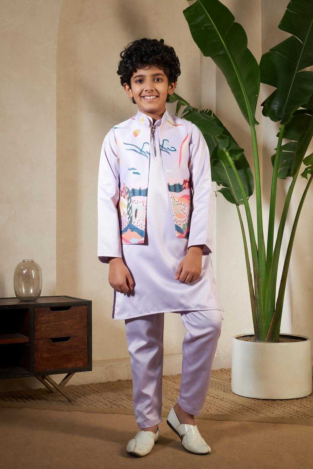 Ynf Satin RIN202 91071 ETHNIC CARNIVAL Kids Wear Wholesale Boys Kurta Pyjama Kids Kurta Pajama Baby Boy Kurta Set Manufacturer- Kapda Export