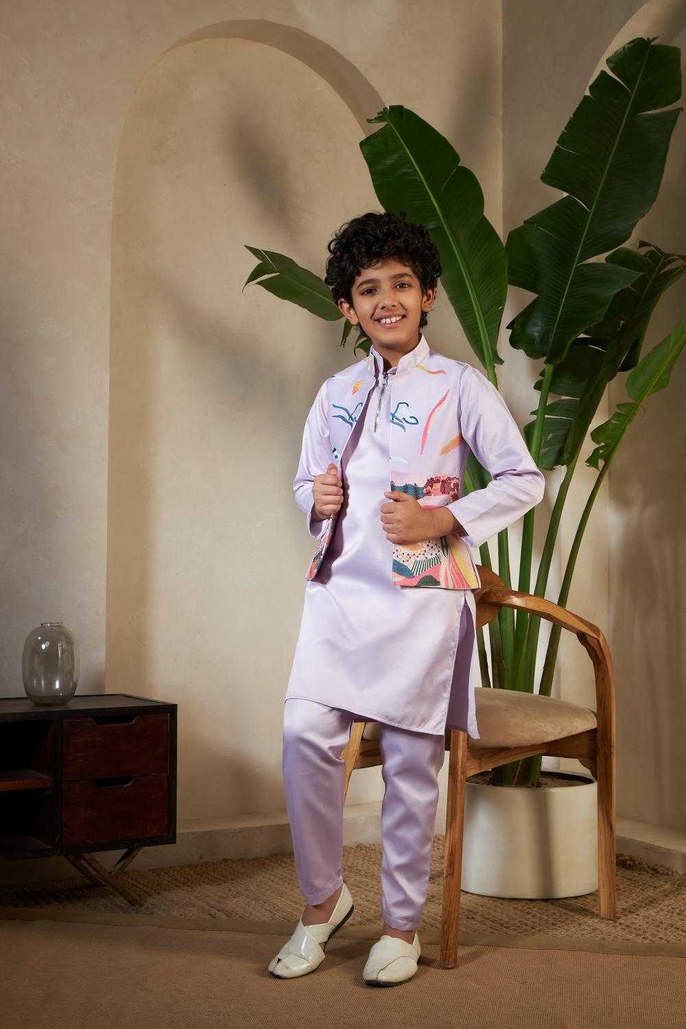 Ynf Satin RIN202 91071 ETHNIC CARNIVAL Kids Wear Wholesale Boys Kurta Pyjama Kids Kurta Pajama Baby Boy Kurta Set Manufacturer- Kapda Export