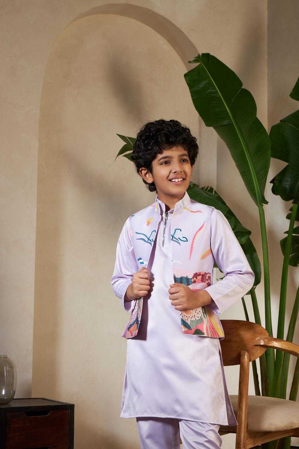 Ynf Satin RIN202 91071 ETHNIC CARNIVAL Kids Wear Wholesale Boys Kurta Pyjama Kids Kurta Pajama Baby Boy Kurta Set Manufacturer- Kapda Export