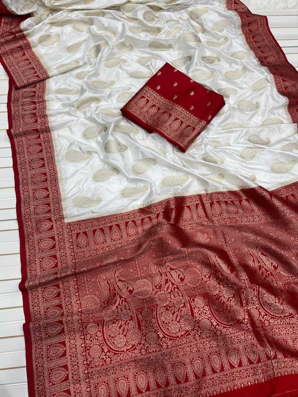 Ynf Satin Silk KESH699 Tanuja Silk Sarees Wholesale Designer Silk Sarees Silk Sarees For Weddings White Silk Sarees Manufacturer- Kapda Export