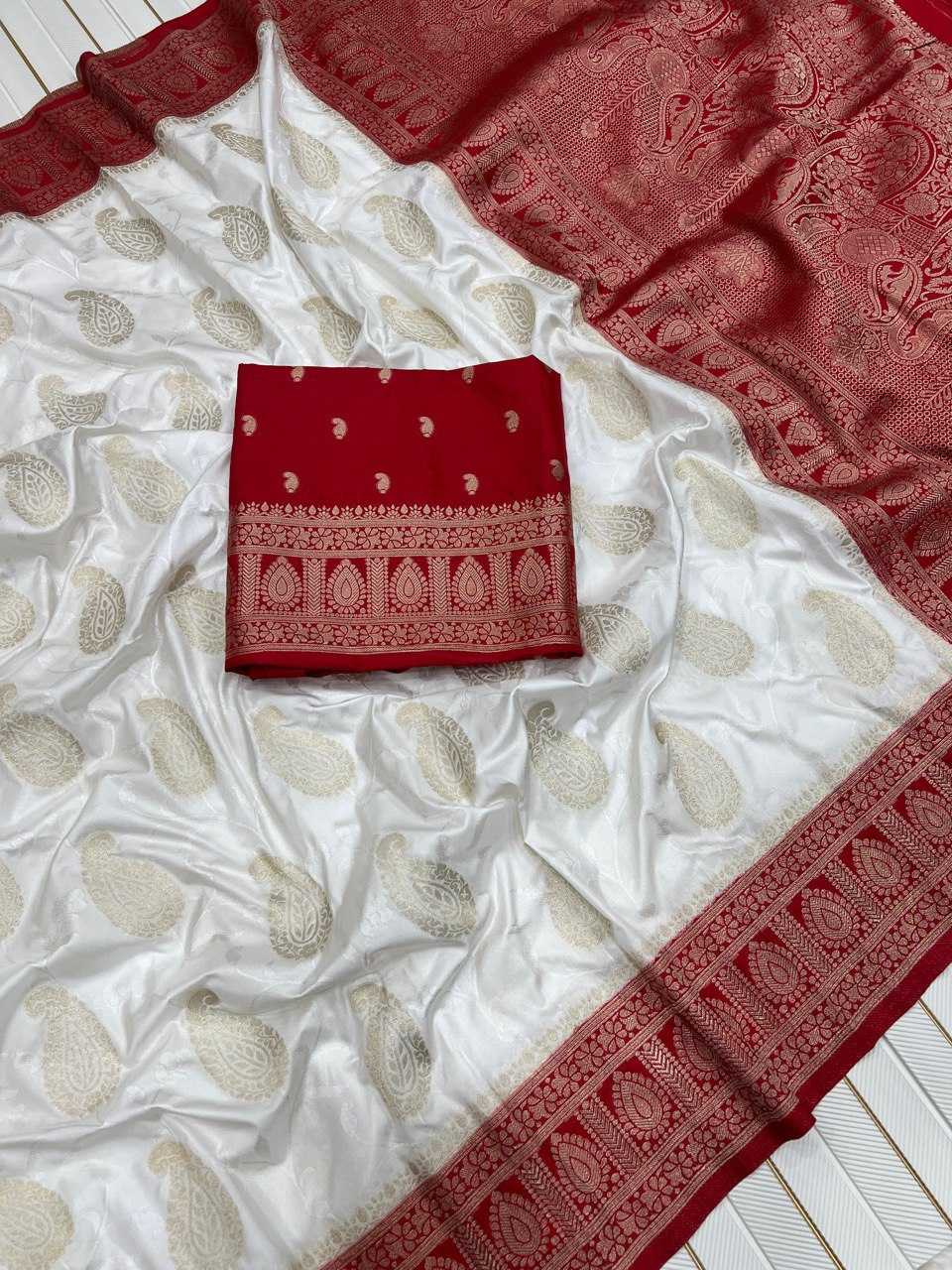 Ynf Satin Silk KESH699 Tanuja Silk Sarees Wholesale Designer Silk Sarees Silk Sarees For Weddings White Silk Sarees Manufacturer- Kapda Export