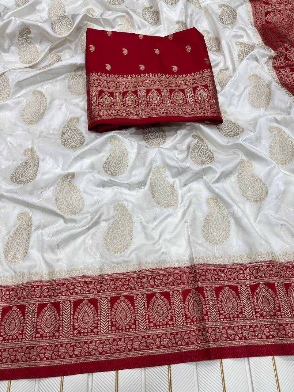 Ynf Satin Silk KESH699 Tanuja Silk Sarees Wholesale Designer Silk Sarees Silk Sarees For Weddings White Silk Sarees Manufacturer- Kapda Export