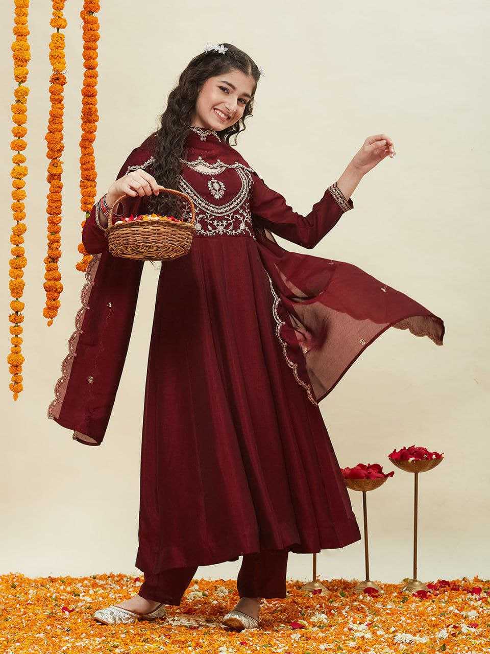 Ynf Silk KESH461 214 Kids Wear Festive Collections Wholesale Kids Anarkali Suits Kids Festive Wear Kids Silk Dress Manufacturer- Kapda Export