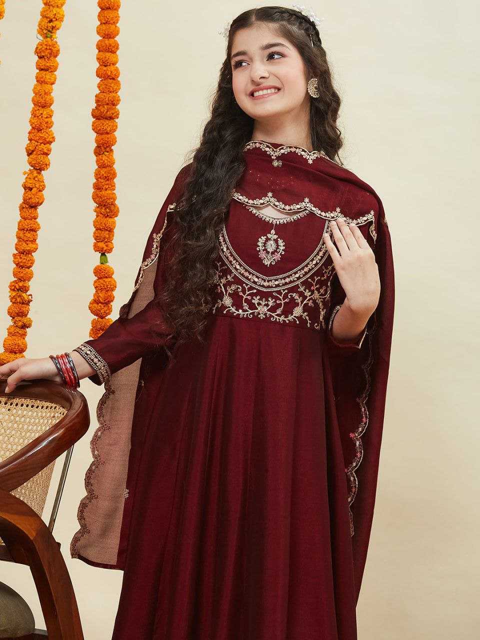 Ynf Silk KESH461 214 Kids Wear Festive Collections Wholesale Kids Anarkali Suits Kids Festive Wear Kids Silk Dress Manufacturer- Kapda Export