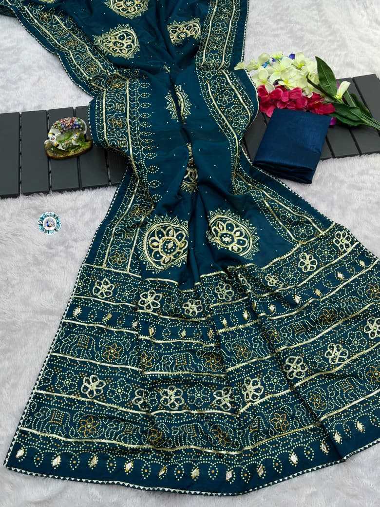 Ynf Silk KESH584 Chikoo Sarees Wholesale Printed Sarees Gota Work Saree Bandhani Sarees Manufacturer- Kapda Export