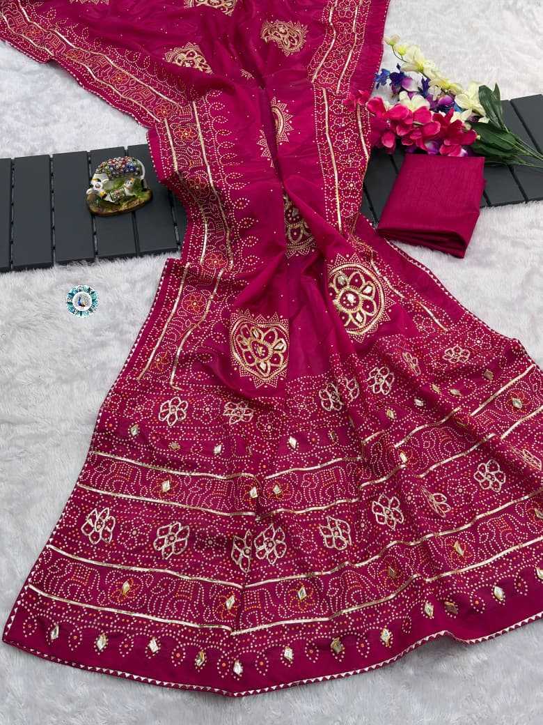 Ynf Silk KESH584 Chikoo Sarees Wholesale Printed Sarees Gota Work Saree Bandhani Sarees Manufacturer- Kapda Export