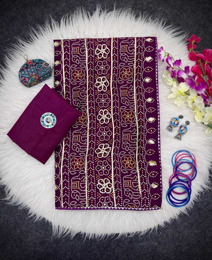 Ynf Silk KESH584 Chikoo Sarees Wholesale Printed Sarees Gota Work Saree Bandhani Sarees Manufacturer- Kapda Export