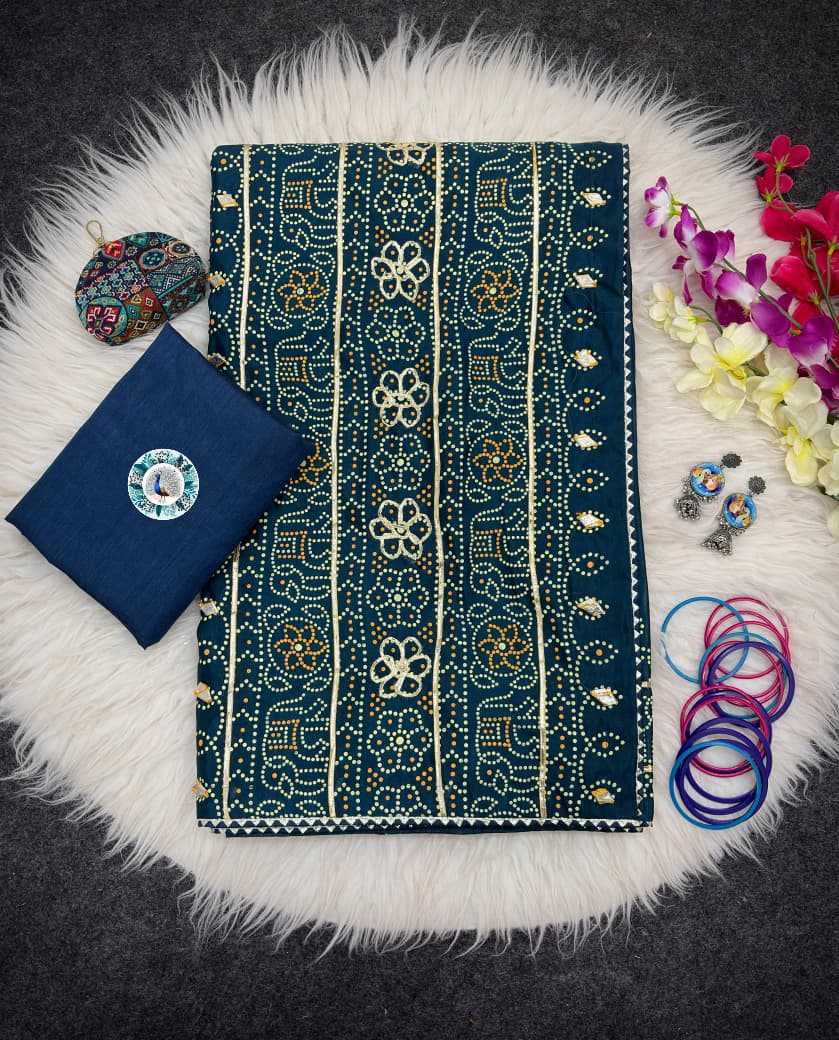 Ynf Silk KESH584 Chikoo Sarees Wholesale Printed Sarees Gota Work Saree Bandhani Sarees Manufacturer- Kapda Export