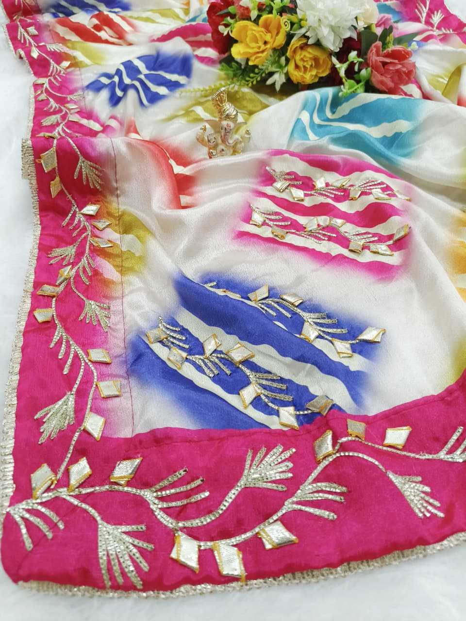 Ynf Silk KESH584 ptint Sarees Wholesale Designer Sarees Printed Sarees Gota Work Saree Manufacturer- Kapda Export