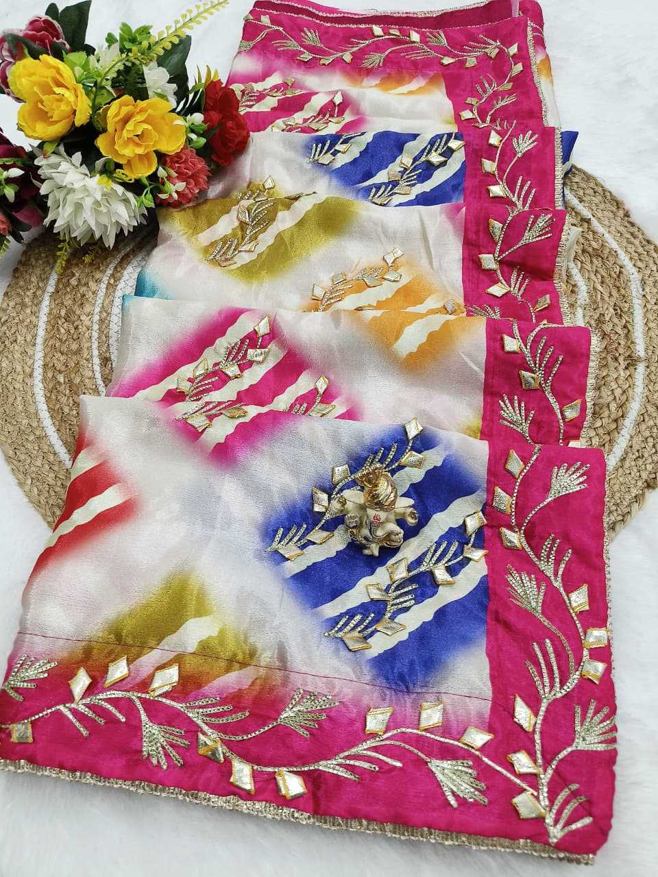 Ynf Silk KESH584 ptint Sarees Wholesale Designer Sarees Printed Sarees Gota Work Saree Manufacturer- Kapda Export