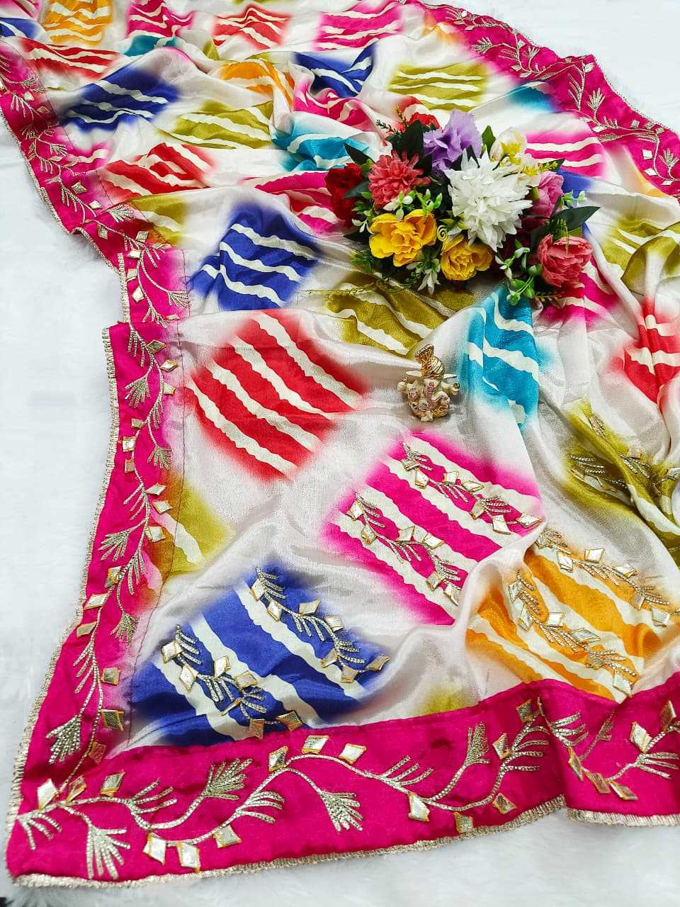 Ynf Silk KESH584 ptint Sarees Wholesale Designer Sarees Printed Sarees Gota Work Saree Manufacturer- Kapda Export