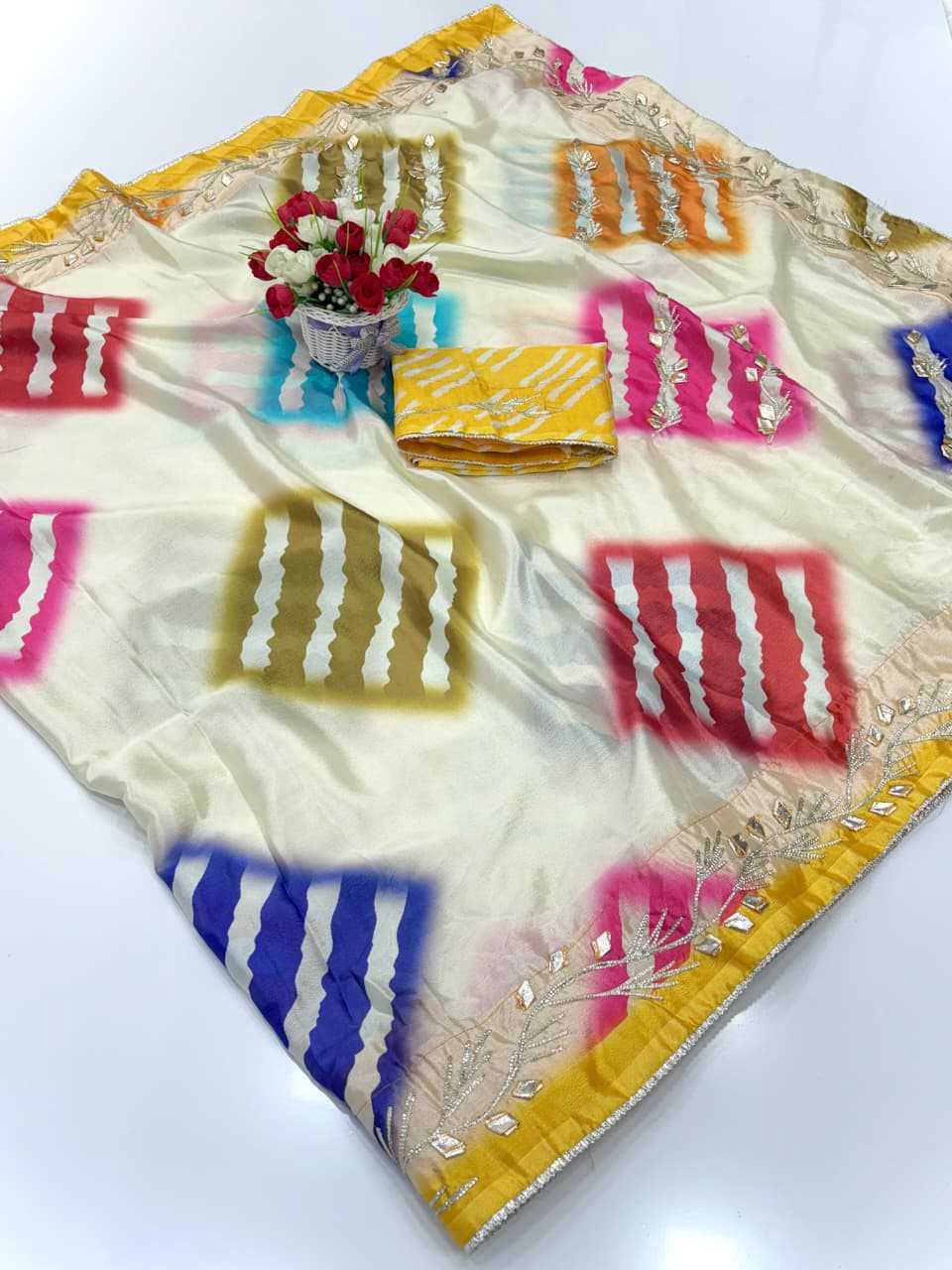 Ynf Silk KESH584 ptint Sarees Wholesale Designer Sarees Printed Sarees Gota Work Saree Manufacturer- Kapda Export
