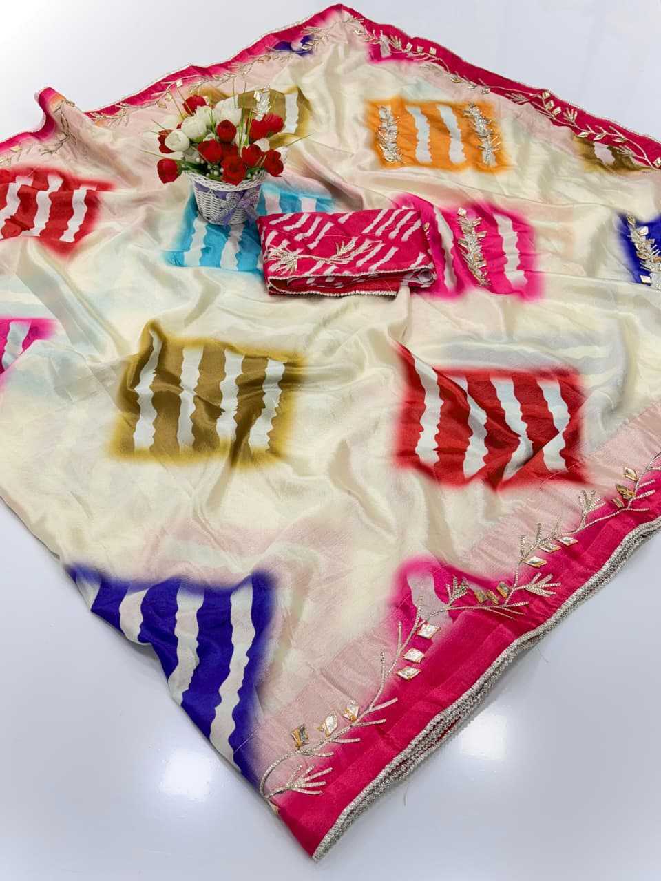 Ynf Silk KESH584 ptint Sarees Wholesale Designer Sarees Printed Sarees Gota Work Saree Manufacturer- Kapda Export