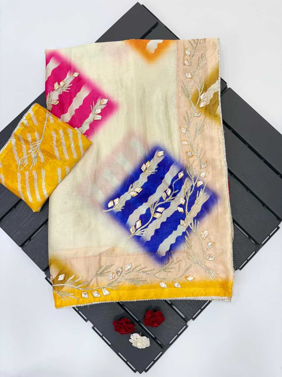 Ynf Silk KESH584 ptint Sarees Wholesale Designer Sarees Printed Sarees Gota Work Saree Manufacturer- Kapda Export