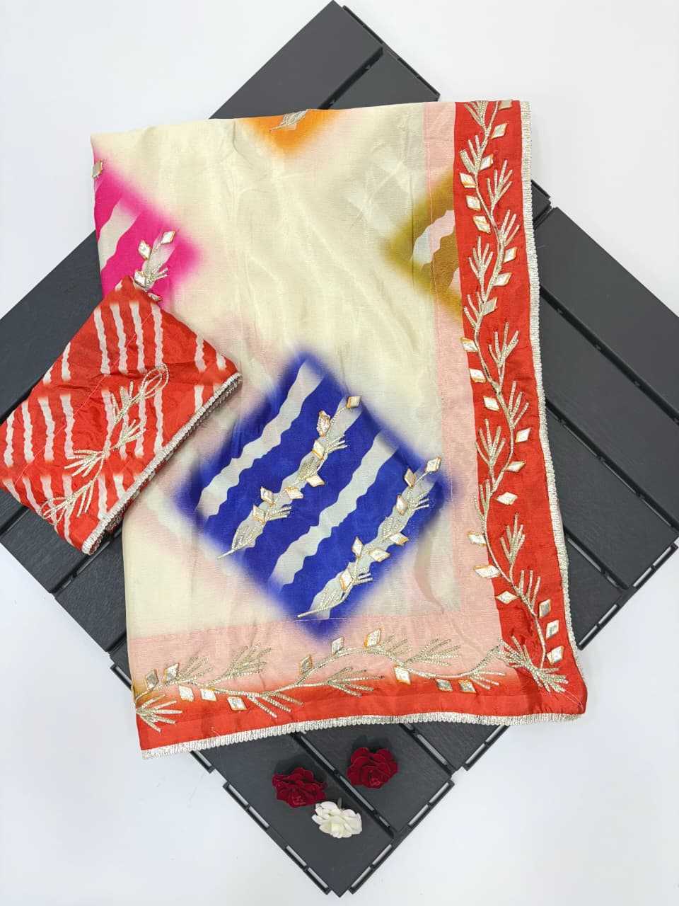 Ynf Silk KESH584 ptint Sarees Wholesale Designer Sarees Printed Sarees Gota Work Saree Manufacturer- Kapda Export